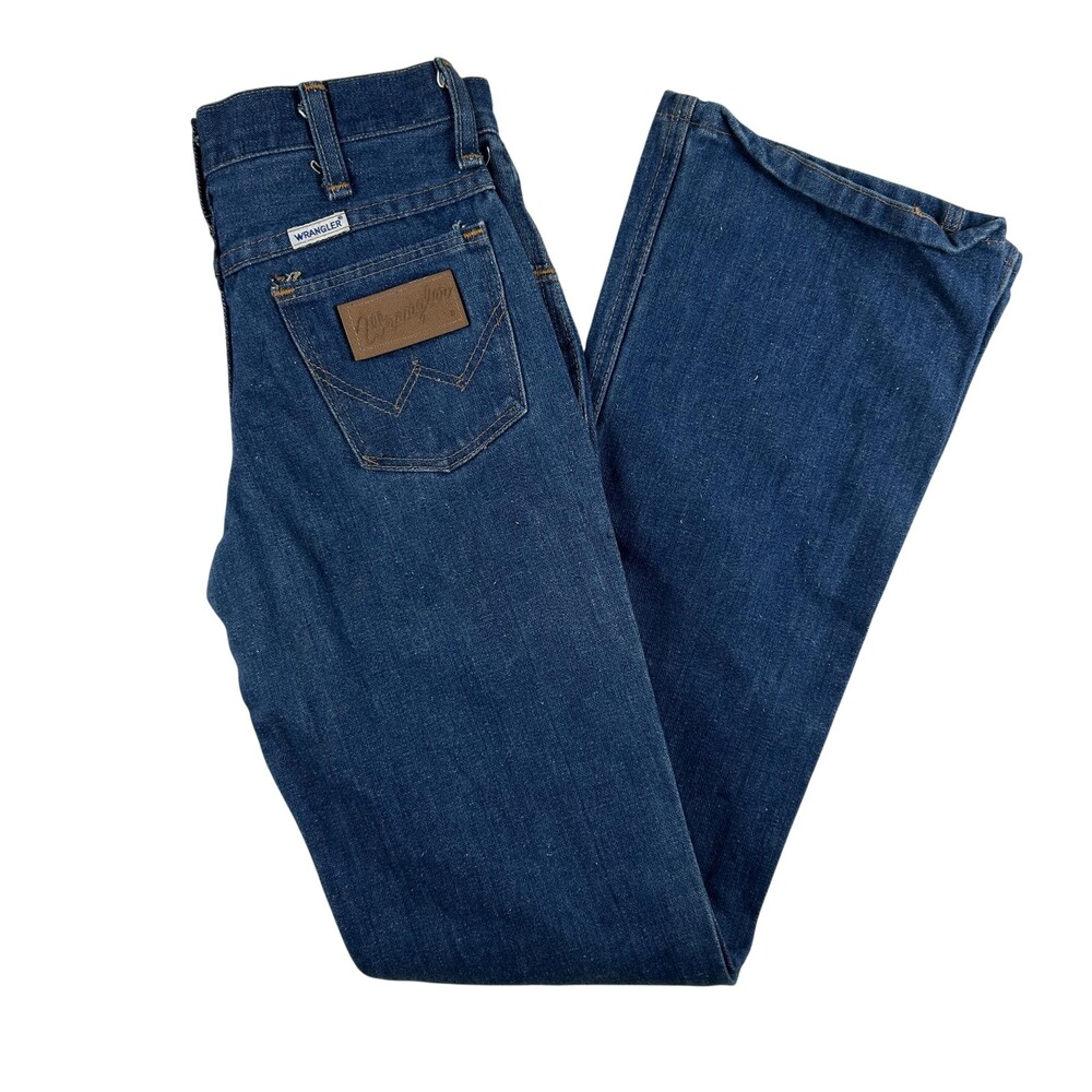 Vintage Wrangler Jeans Youth Girls 10/12 Blue Denim 24x30 USA Ideal Zipper 80s